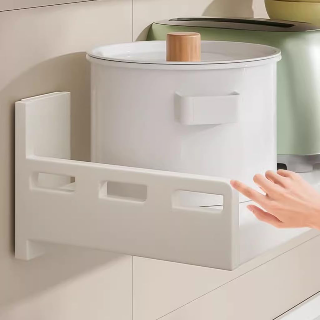 Modern Wall-Mounted Microwave Shelf Rack - Heavy-Duty White Carbon Steel Oven Holder & Spice Organizer, 50cm Large Kitchen & Bathroom Storage Solution, Commercial Grade Utility.