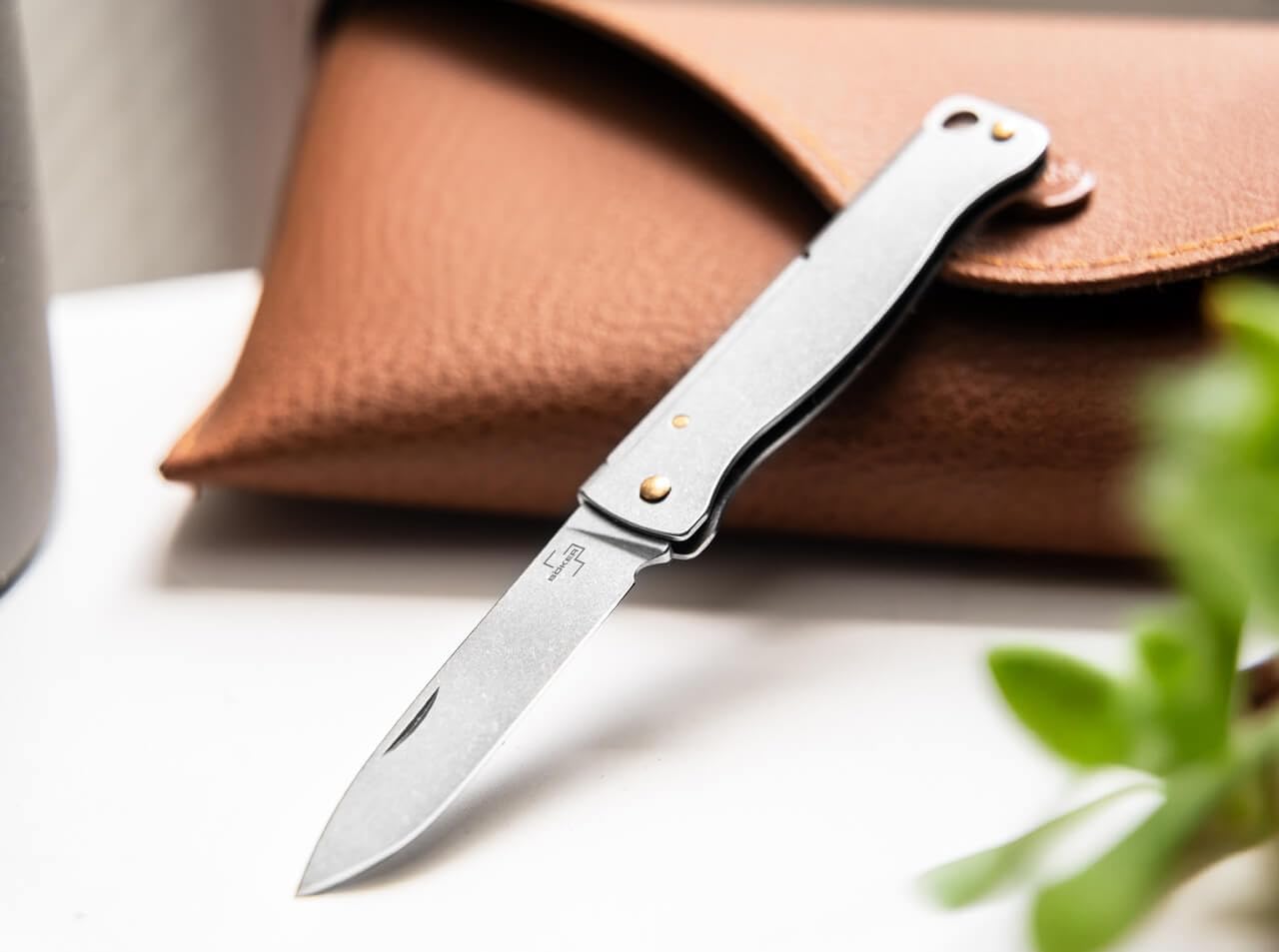 BÖKER PLUS Atlas + Atlas Mini Folding Pocket Knife, Slipjoint, 12C27 Sandvik Blade (Mini/Silver)