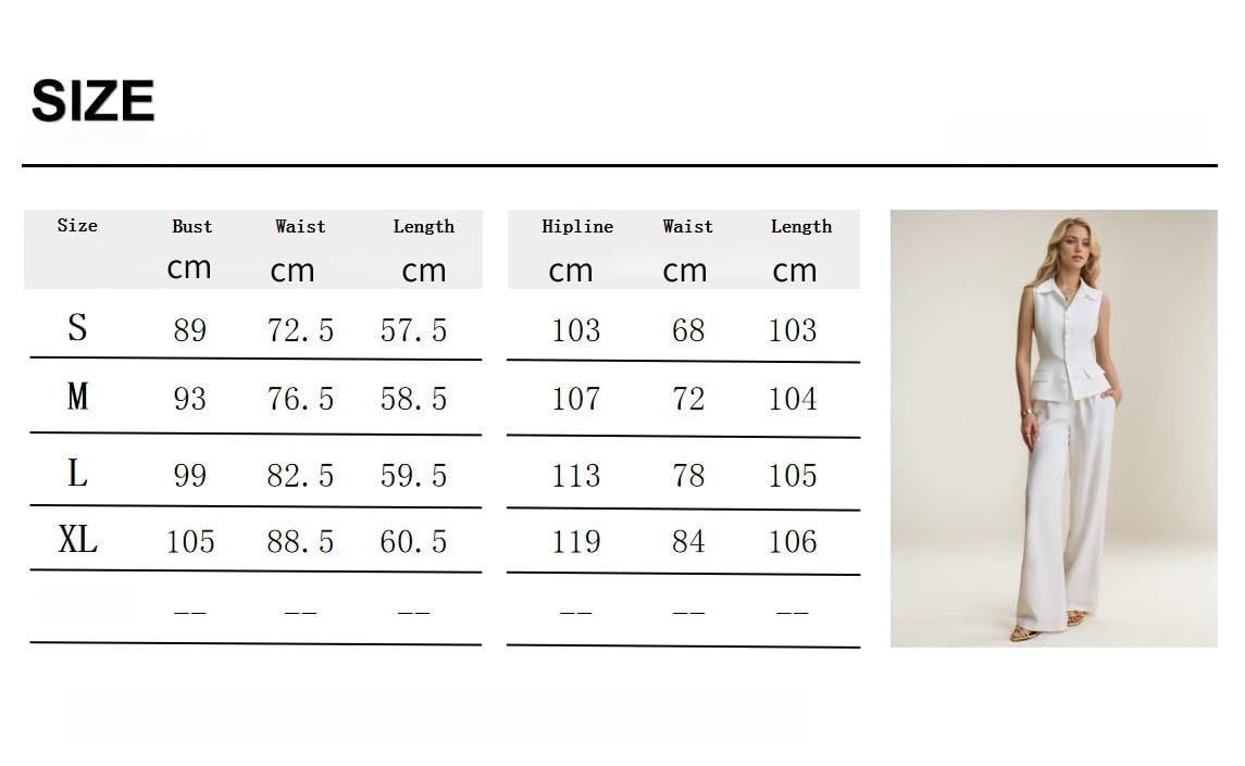 Conjunto De Traje De Oficina De 2 Piezas para Mujer, Blazer Formal, Chaleco Y Pantalones, Túnica Blanca Con Solapa Y Botones, Camiseta Sin Mangas, Pantalones De Pierna Ancha, Conjuntos De