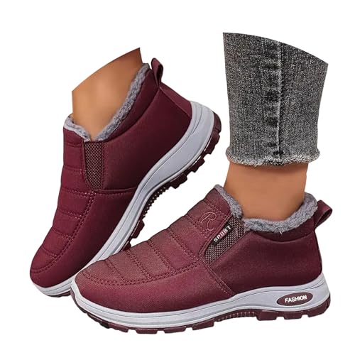 Botas de Mujer Invierno Cálidas, Botines Mujer con Forro de Peluche Suave, Zapatos Deportivos Sin Cordones Ligeros y Antideslizantes, Calzado Casual Ideal para Días Fríos, Nieve y Actividades Diarias