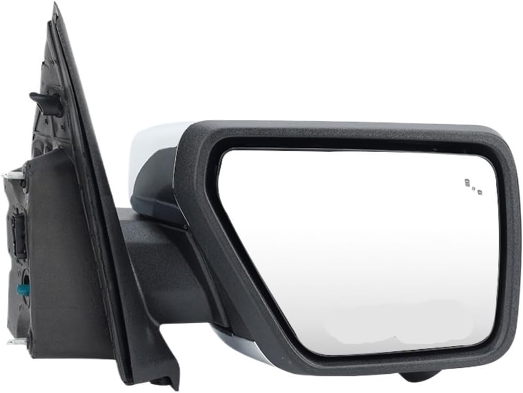 Rear View Mirror Assembly Compatible with Ford F150 2021 2022 2023, Chrome Folding Camera, Blind Spot Light, Side Accessories for Car(1pc right)