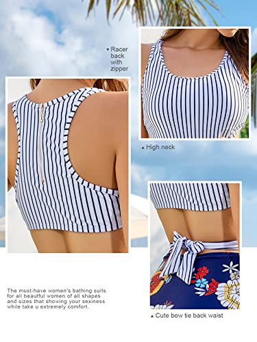 MOLYBELL One Piece Swimsuits for Women High Waisted Bathing Suit Monokini Floral Print Cutout Racerback Zip Up…4