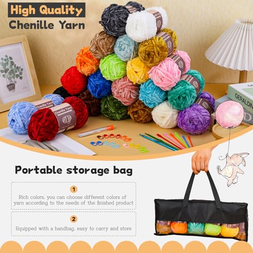Image of Lunarm Chenille Yarn for Crocheting Knitting, 18 Pack of 100g /3.5oz Velvet Yarn Thick Soft Chunky Fluffy Weaving Plush for Blankets Clothes Pattern Creations 263 Yard(Blue Green Series)