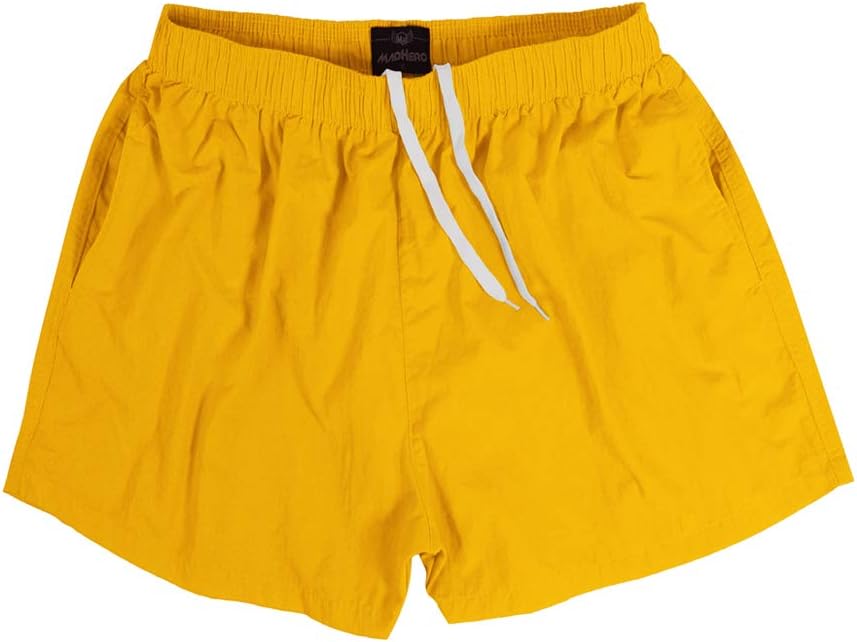 MADHERO Men Swim Trunks Short with Mesh Lining Solid Bathing Suit