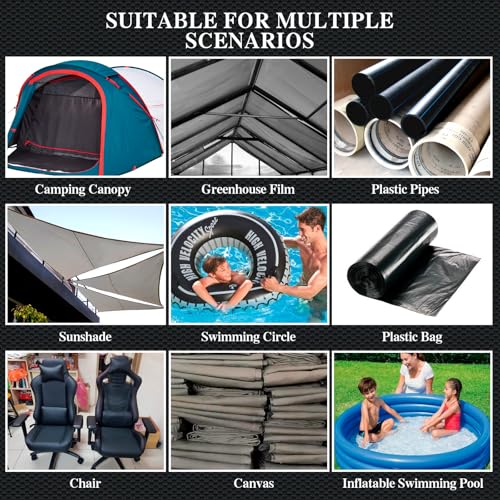 Image of Awning Repair Tape for Tarpaulins, Black Repair Tape for Outdoor Tarpaulins, Awning Repair Tape for Boat Covers, Tent, Canvas, Caravan Canvas, 100M