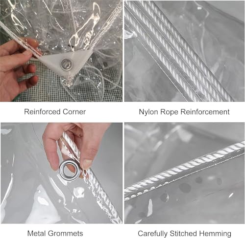 WZYJLyds Outdoor Clear Tarp Curtains, Transparent Gazebo Side Panels with PVC Tarpaulin and Zip, Pergola Porch Carport Waterproof Tarpaulin Side Panels, Customizable - Image 2