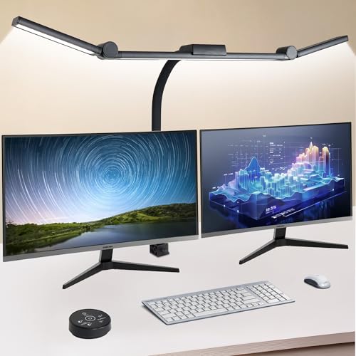 TENTIZON Desk Lamp for Home Office, Eye-Caring Table Lamp 20 Color Temperatures 20 Brightness Stepless Dimming, 24W Adapter LED Book Light with Clamp Flexible Gooseneck for Workbench, Reading, Study