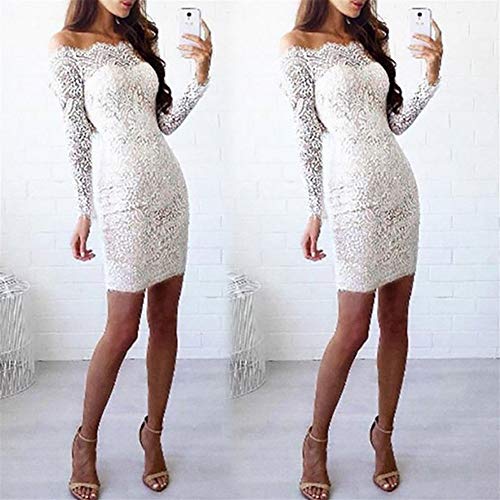 KAKAYO Vestido feminino sexy de renda branco elegante feminino ombro de fora vestido de festa de man