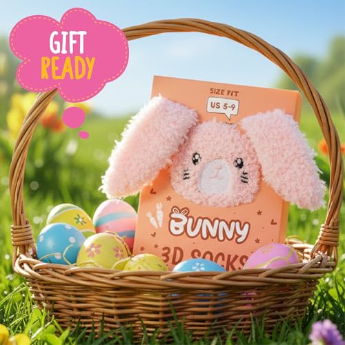 Image of POPCRAZE Novelty Fuzzy Bunny Socks Unisex Soft Plush Cozy