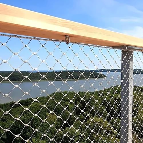 JHIAADEY ステンレスロープメッシュ安全ネットフェンス, 304 ステンレス鋼ロープメッシュ, のバルコニー階段ワイヤーロープ保護ネット,庭、農場、階段、バルコニーに適しています(20*2.4m/65.6*7.9ft)