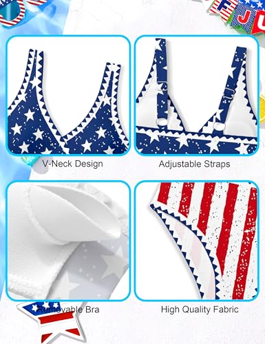 Image of KANGKANG Girls Swimsuit Bikini Set Solid Color V-Neck Two Piece Bathing Suit with Chest Pad Adjustable Straps Swimwear 7-16T