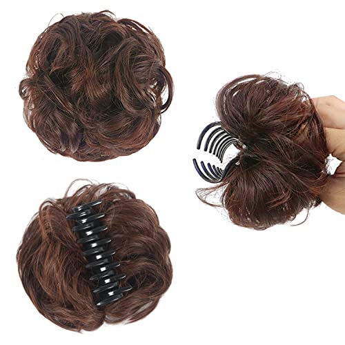 Claw Hair Buns Mini Chignon Hair Piece Updo Bun Extensions Fake Donut Hair Bun Ponytail Extension for Women Girls 2 Packs - Image 2