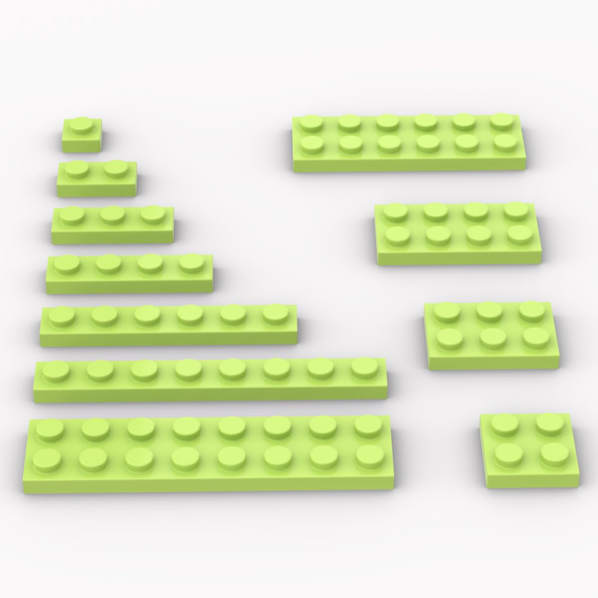 300 Piece Grass Green Building Plate Bulk Assortment Pack, Grass Green Small Base Plate Accessories for Building with 12 Size, Compatible with Lego