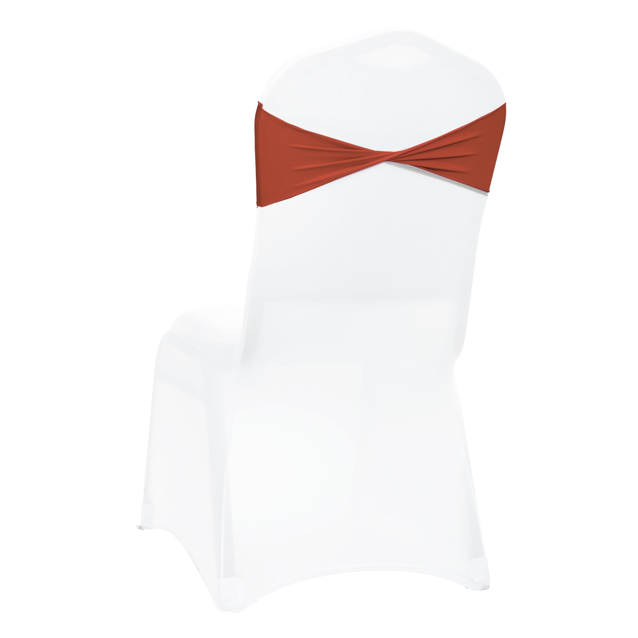 VDS Pack of 100 PCS | Terracotta | Spandex Chair Sashes Bows Without Buckle | Stretch Elastic Banquet Universal Folding Chair Band Tie with for Wedding Party Conference Celebration Event Decoration