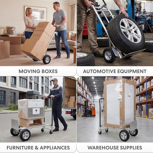Simpli-Magic 2-in-1 Convertible Hand Truck Dolly, 800 lb Capacity, Heavy Duty with Upgraded Rubber Wheels, Folding Platform Cart - Thumbnail 6