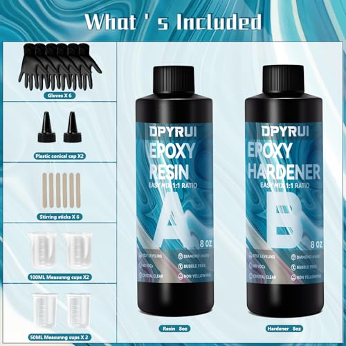 Dpyrui EPOXY RESIN1 16Oz Epoxy Resin Kit-Crystal Clear Resin And Hardener Resin Epoxy Kit,No Yellowing thumb #1