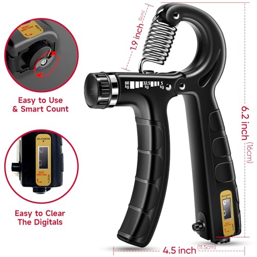 FitBeast Hand Grip Strengthener Workout Kit (5 Pack), 2 Forearm Grip Adjustable Resistance Hand Gripper, Finger Stretcher, Grip Ring & Stress Relief Grip Ball for Athletes - Image 3