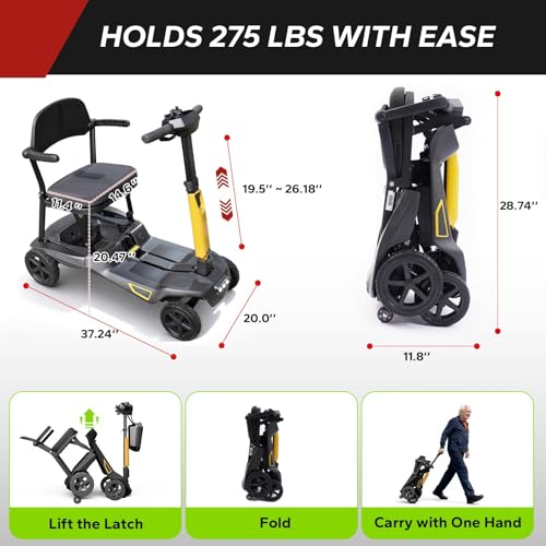 Image of Lightweight Mobility Scooter for Seniors, Powered Mobility Scooter for Adults Portable 37.5 lbs Aluminum Frame | Airline Approved | YL-985S