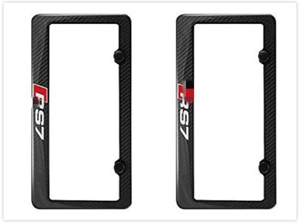 2pcs Carbon Fiber RS7 License Plate Frames for Audi-Stainless Steel