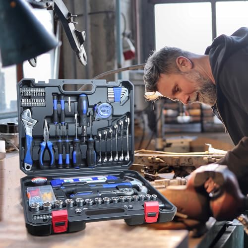 jar-owl Home Tool Kit Tool Set 146 Pieces Metric Household Hand Tool Kit,Auto Repair Tool Set with Portable Toolbox for Homeowner, Diyer, Handyman - Image 3