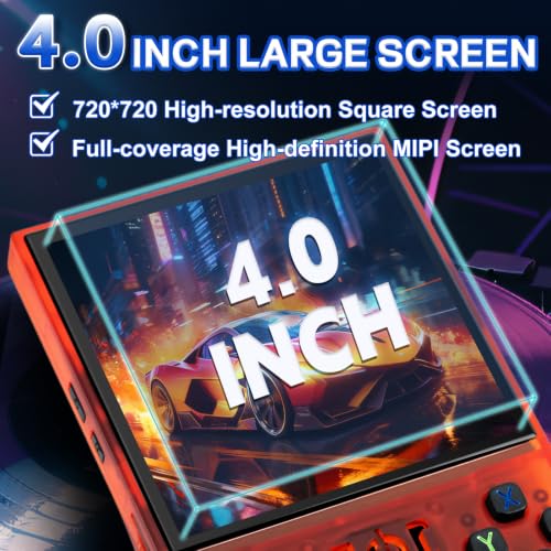 Image of R36MAX Video Game Console - 4.0-Inch Screen, Support 18000+Classic Games,64G TF Card,Portable Console with Open Source System,4000mAh Battery,Birthday Gift for Adult or Partner (Red)