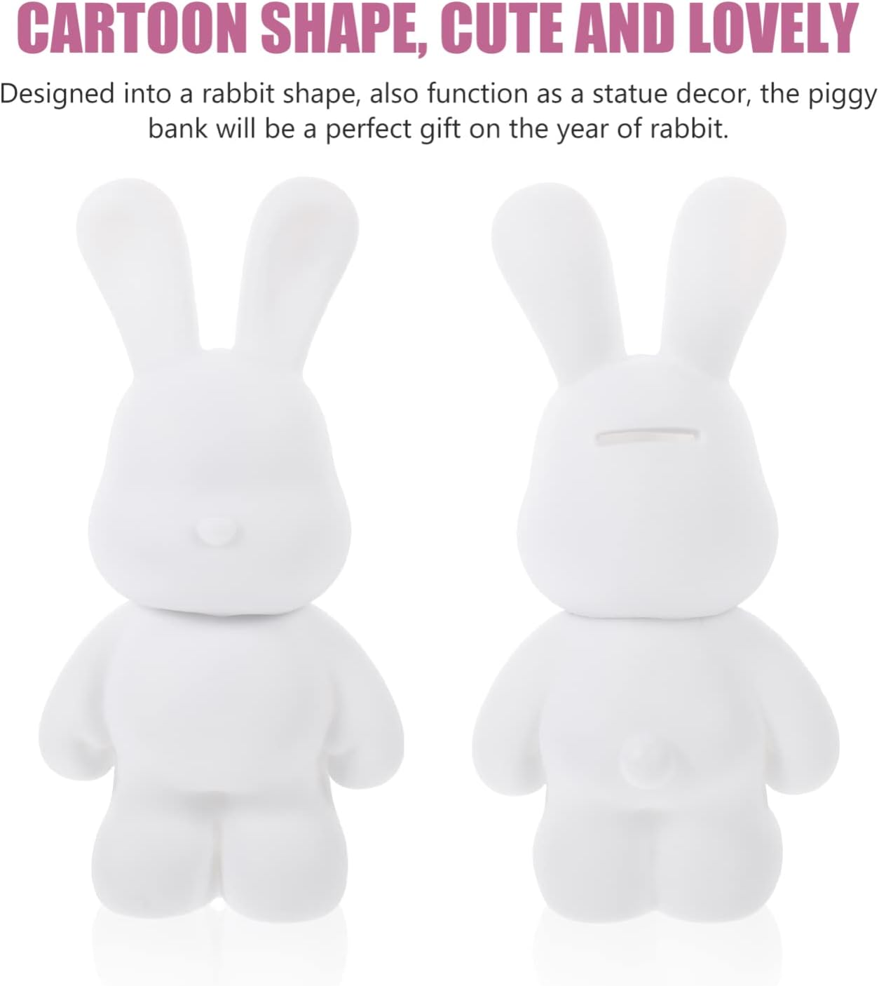 Zerodeko 2pcs Paint Your Own Bunny Money Bank - White Rabbit Piggy Coin Bank Money Saving Jar Christmas Arts Crafts for - 2026 Year of The Rabbit Figurine Bunny Doll