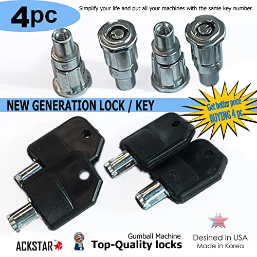 Image of Lock and Key for Gumball Machine - Vending Machines Top Lid Tubular Key Lock for Capsule, Candy, Gumball Vending Machine. Classic Gumball Machine Lock and Key 1 /4 inch Thread (4pc - Key Y3)