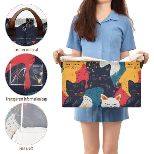 Grand bac de rangement étanche cube rigide lavable motif chat abstrait - 3