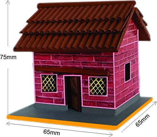 BISWAS BROTHER Village Hut Bricks Wall Roof Tiles Wood(65 MM 65 MM 75 MM) Sweet Home Village, Multicolor 4