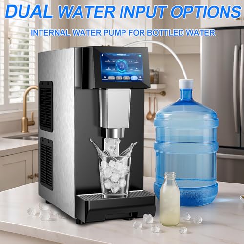 Image of Nugget Ice Maker Countertop with Water Dispenser, 60Lbs /Day Pellet Ice Machine, 5Lbs Storage Bin, Soft Chewable Ice Maker with Self-Cleaning, Countertop Ice Maker for Home, Bar, Kitchen, Office