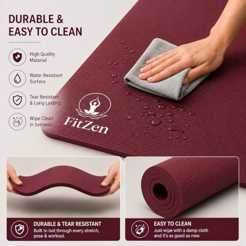 Image of Yoga Mat for Women and Men 6mm with Carry Strap EVA Material Extra Thick Exercise Mat for Workout Yoga Fitness Pilates and Meditation, Anti Tear Anti Slip For Home & Gym Use (Maroon, 6mm)