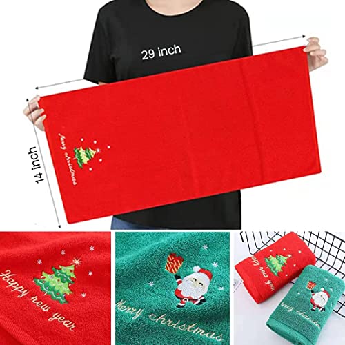 Lchkrep Christmas Hand Towels, 100% Cotton Soft Thicken Towel , (14X29 Inch 2 Pack), Hand Towel For Bathroom, Lovely Christmas Decorations Towel, Perfect Home Kitchen Gift (Green & Red) #TOP6