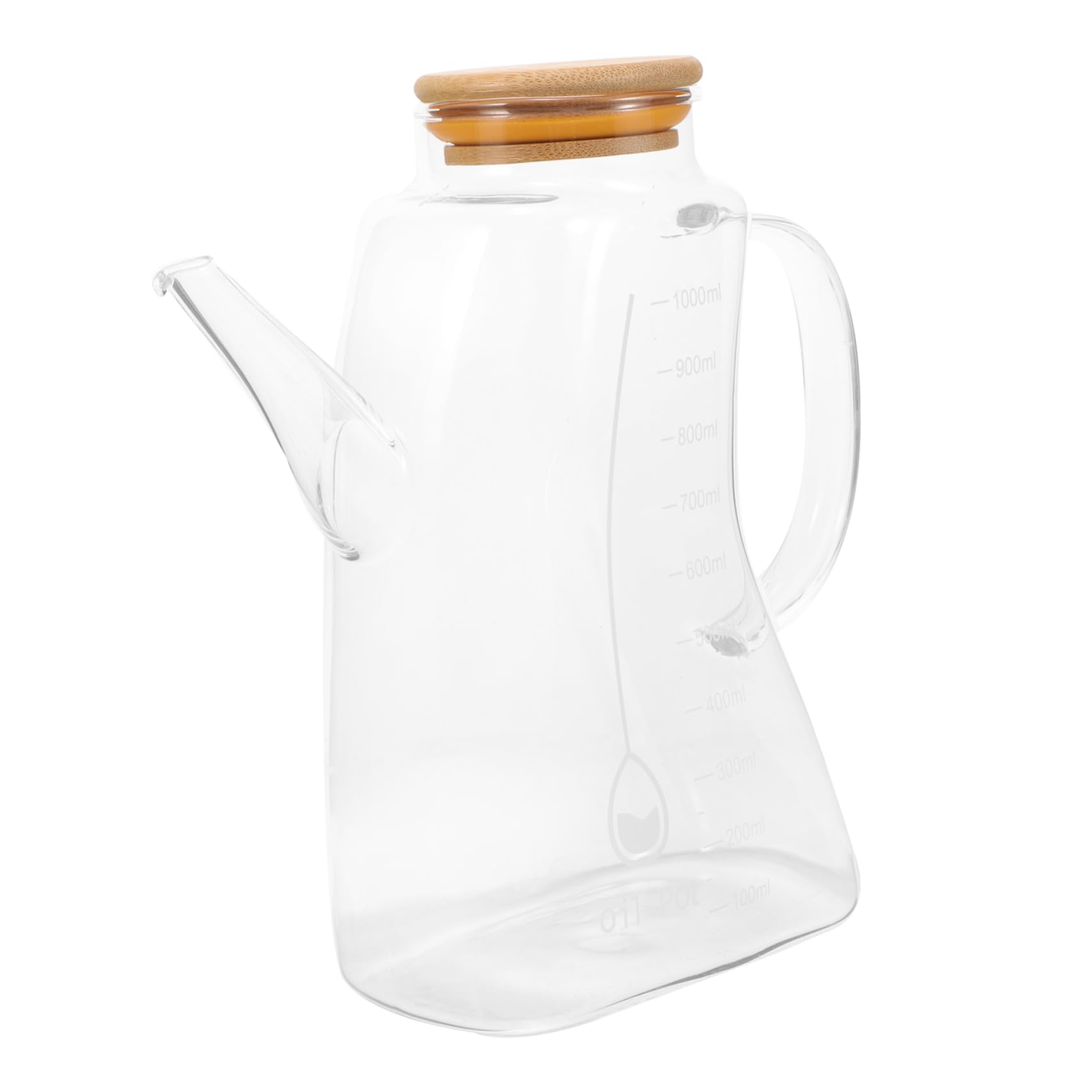 TOPBATHY Glasflasche mit Ausgießer Ölflasche Essigflasche mit Transparenter Skala Ölspender aus Glas Küchenflasche für Öl und Essig