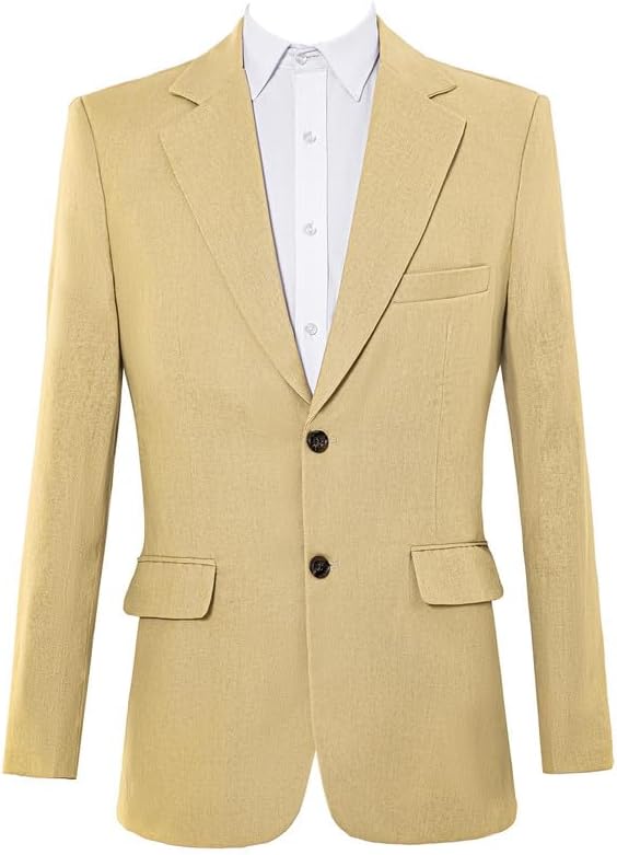 HBDesign Men's Linen Jacket Breathable Summer Top Slim Fit Solid Colors Collection Wrinkle Resistant Lightweight S-5XL