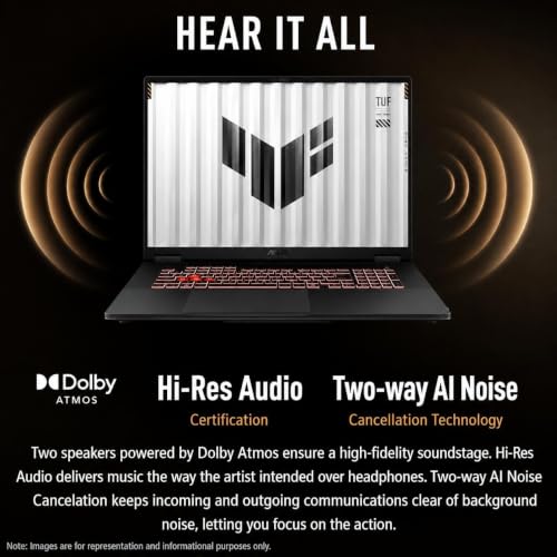Image of ASUS TUF A18 Gaming Laptop, AMD Ryzen 7 260 (16 Tops XDNA NPU), NVIDIA GeForce RTX 5060, 18 inch FHD+ 144Hz 3ms Display, 64 GB DDR5 RAM, 4 TB SSD, RGB KB, Copilot AI, Windows 11 Pro, Gaming Accessories