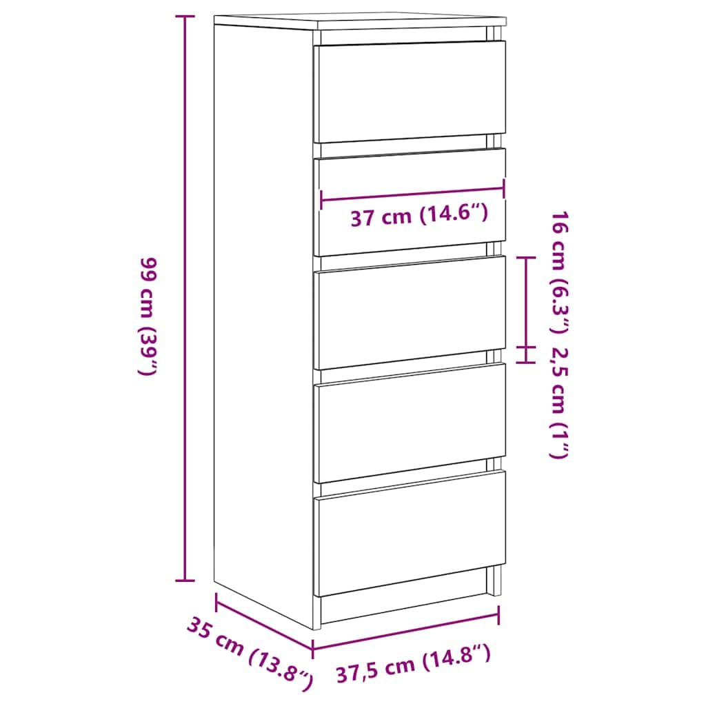 vidaXL Credenza con Cassetti Legno Antico 37,5x35x99 cm in Truciolato, armadietto, Armadio credenza, Armadio corridoio, Armadio Buffet, Armadio Cucina