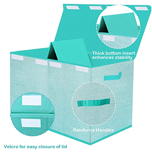 Pantryily Toy Storage Bins,Large Toy Box Chest With Lids,Foldable Stuffed Animal Toy Organizers And Storage With Sturdy Handles For Kids,Girls,Boys,Nursery,Playroom 24.5"X13"X16"(Green) #TOP6