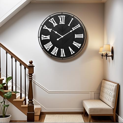 Horloge murale extra large 76,2 cm avec chiffres romains 3D