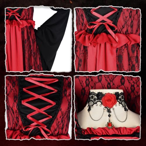 Kiyzbstoti Vampire Costume for Women Halloween Costume Vampire Dress,Vampiress Gothic Halloween Costume Medieval Cosplay Dresses (L) - image 3
