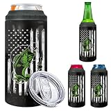 wowcugi Fishing American Flag Can Cooler Tumbler 4-in-1 Stainless Steel Gifts For Dad Brother Father