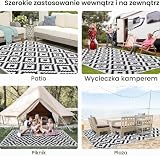 smiry Duży dywan do użytku na zewnątrz, wodoodporny, odporny na działanie promieni UV, dwustronny, plastikowy, słomkowy, na balkon, kemping, piknik, podwórko, 180 x 270 cm, czarno-biały