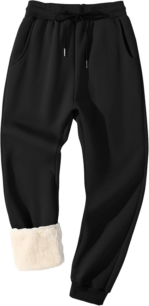 Flygo Men's Fleece Lined Sherpa Sweatpants Winter Warm Pants Jogger Lounge Athletic Pant with Pockets