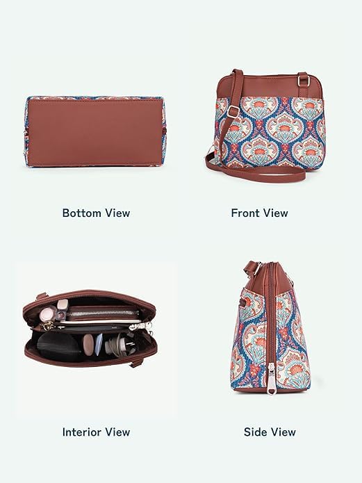 Printed Vegan Leather Sling Bag for Women – Stylish Crossbody Handbag with Adjustable Strap, Lightweight Purse for Travel & Everyday Use