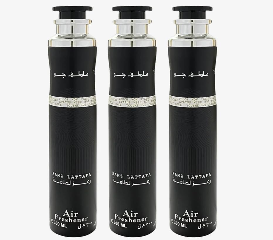 Arabian Air Freshener Bundle (3 x 300ml) Dubai, Luxury Scent, Long Lasting Fragrance (3 x Ramz Lattafa (Silver))