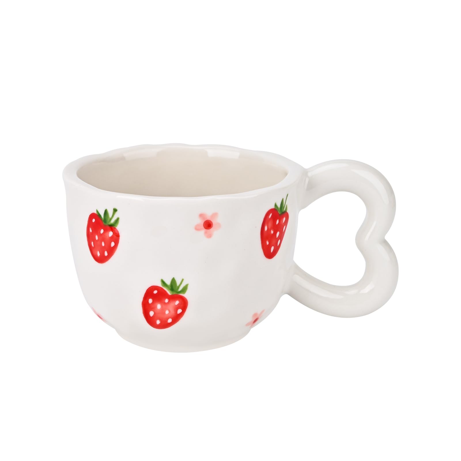 Koythin Ceramic Coffee Mug, Cute Creative Heart Handle Mug Design for Office and Home Dishwasher and Microwave Safe