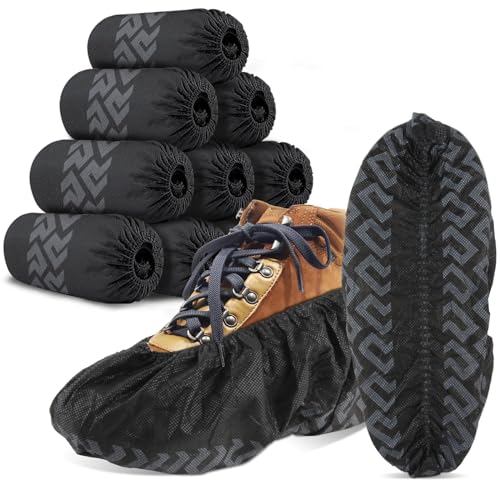 WUJUN 100Pack(50 Pairs) Black Disposable Shoes Covers Boot Cover Waterproof Dust-proof Non-slip Size Fit Most Protect Your Shoes Carpets and Floors.Cleaning Accessories