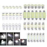 cerfioo Pack-42 Car LED Interior Lights Combination Set, T10 31mm 36mm 41mm LED Indoor Map Dome Lights Trunk Lights License Lights, Plug and Play Lossless Installation Bulb, Auto Universal (White)