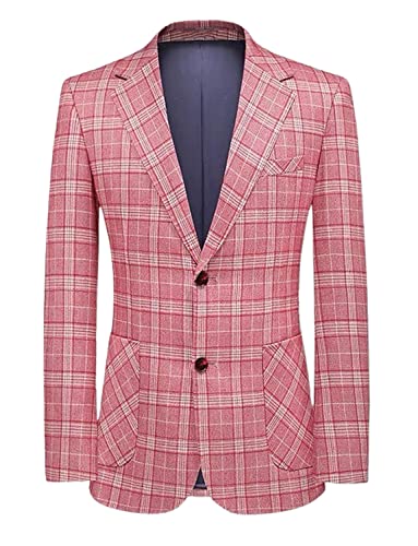 Men's Houndstooth Blazer Two Buttons Notch Lapel Suit Jacket Party Casual Dinner Coat