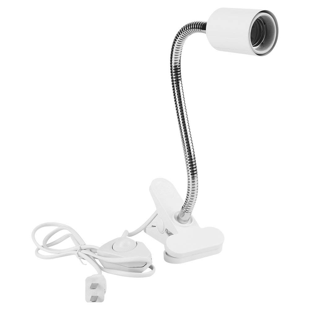 B&K PET Shop – EUVA UVB Light Bulb Reptile Heat Lamp Heating Bulb Holder Clamp Lamp Fixture Heating Light Lamp for Reptiles, Aquarium Turtle Light Adjustable Stand – white (with UVB 3.0 25W Lamp)