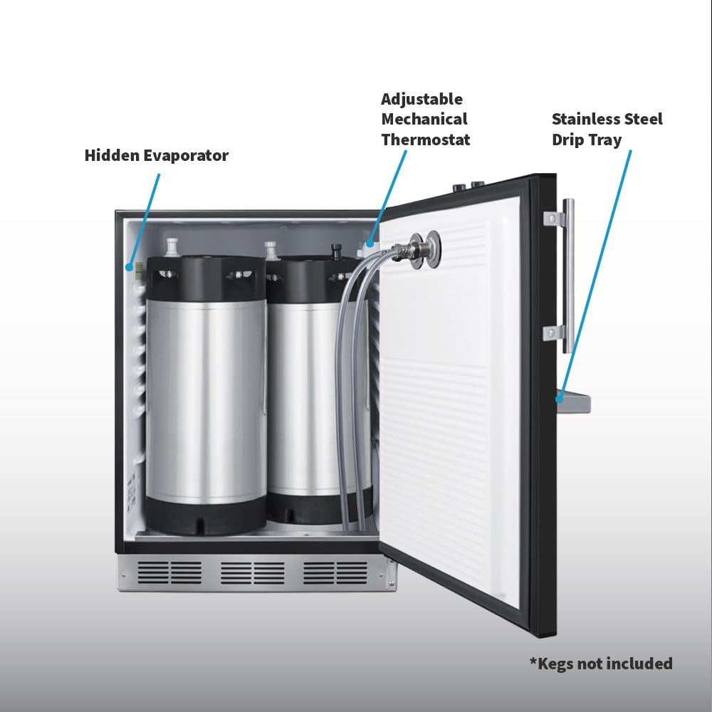 Summit 24" Cold Brew Kegerator, Dual Front Taps, No Drill Coffee Dispenser, ADA Compliant, Black- Sbc58bfrtpcfada on Fridge.com - View 5